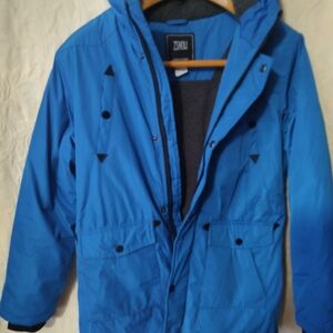 Blue Hooded Puffer Jacket